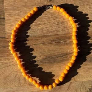 Handmade Beaded Necklace Yellow Matte Beads Boho Statement Jewelry Summer